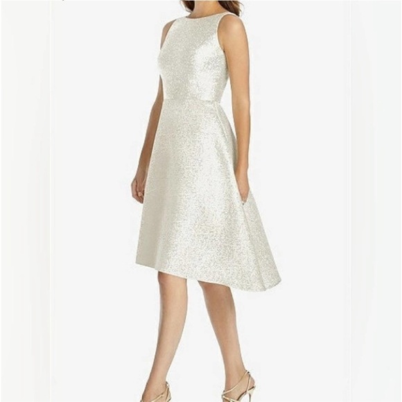 Dessy Collection Style 3035 Park Avenue Brocade Ivory Gold NWT